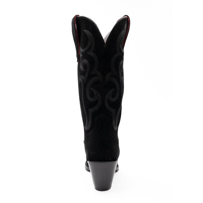 Botas Ferrini Quinn de piel para mujer, hechas a mano, con punta recortada, color negro