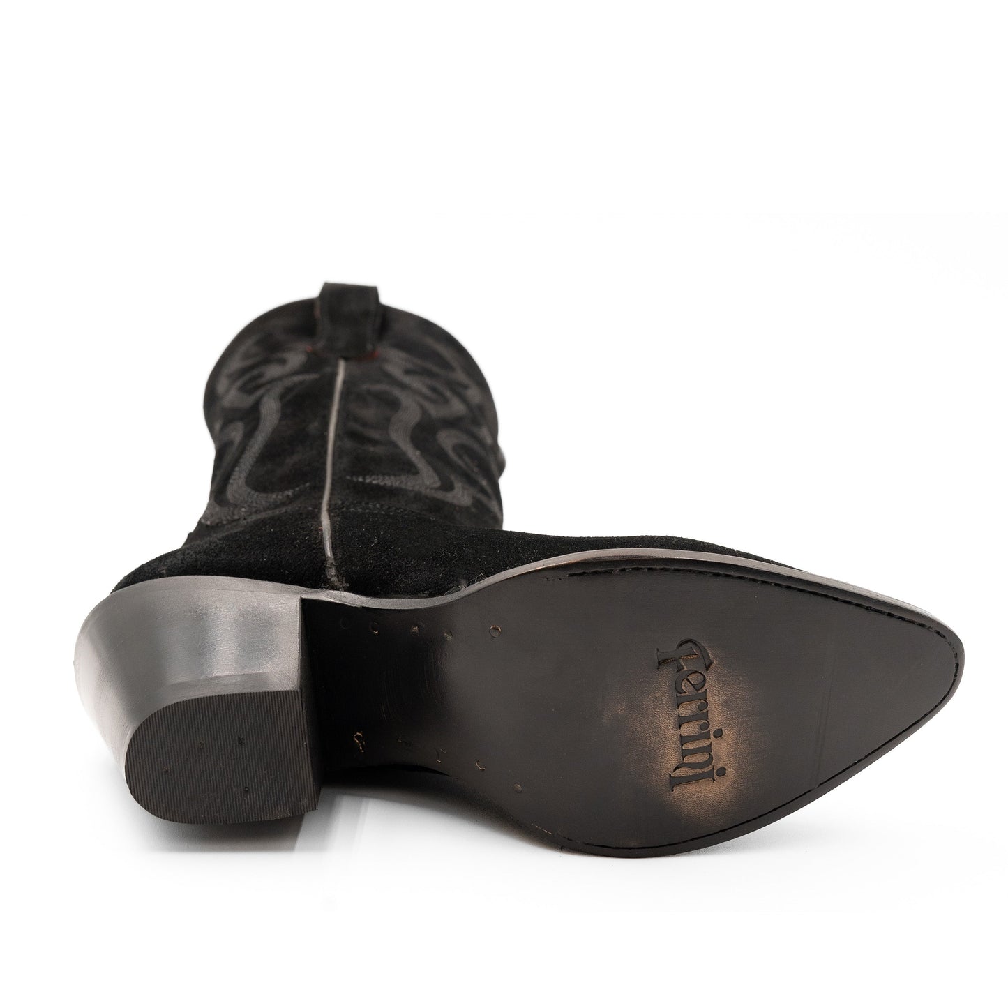 Botas Ferrini Quinn de piel para mujer, hechas a mano, con punta recortada, color negro