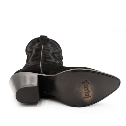 Botas Ferrini Quinn de piel para mujer, hechas a mano, con punta recortada, color negro