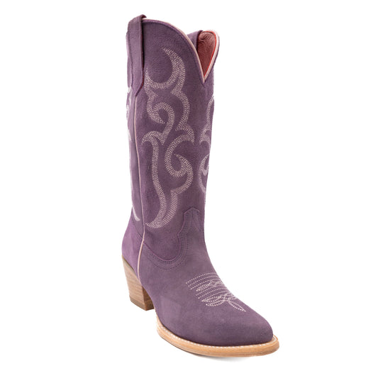 Botas Ferrini Quinn de piel para mujer, hechas a mano, con punta recortada, color lila