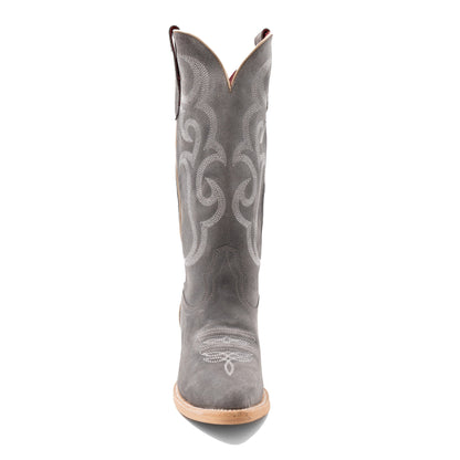 Botas Ferrini Quinn de piel para mujer, hechas a mano, con punta recortada, color gris