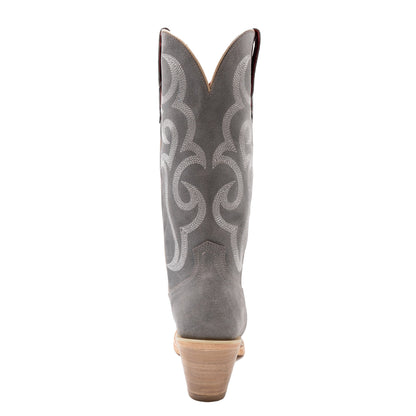 Botas Ferrini Quinn de piel para mujer, hechas a mano, con punta recortada, color gris