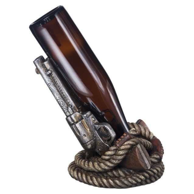 Weinflaschenhalter mit Pistolen und Lasso
