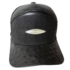 Black Stingray Cap Genuine Handmade Adjustable Closure