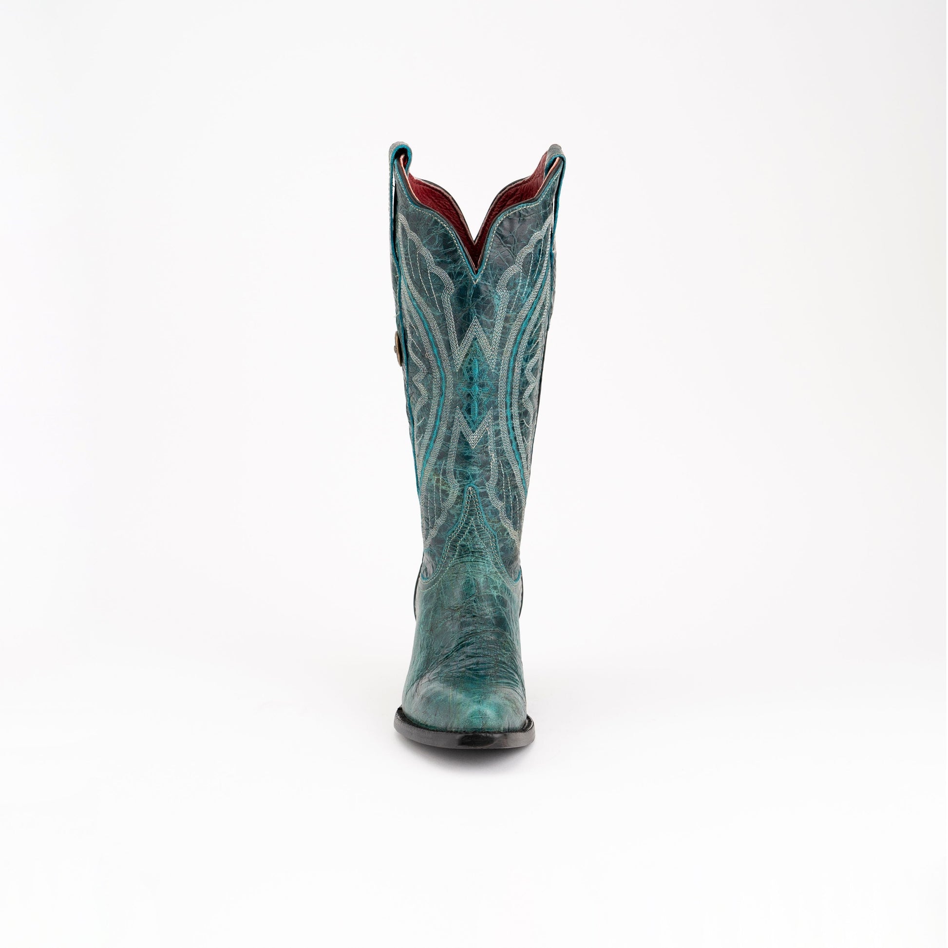 Women's Ferrini Twilight Leather Boots Handcrafted Teal - yeehawcowboy