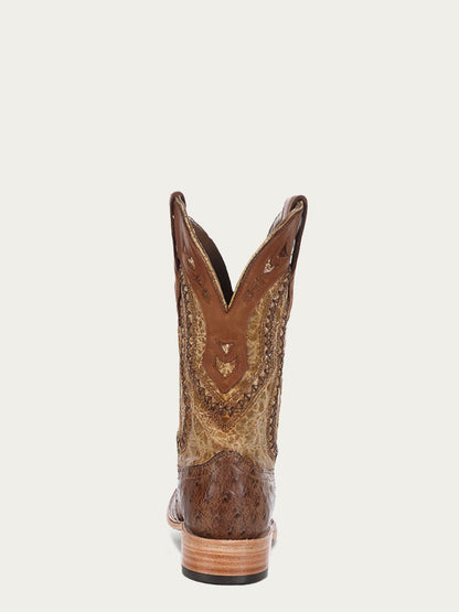 Men's Corral Oryx Genuine Full Quill Ostrich Boots with Embroidery with Woven Detail and Overlay