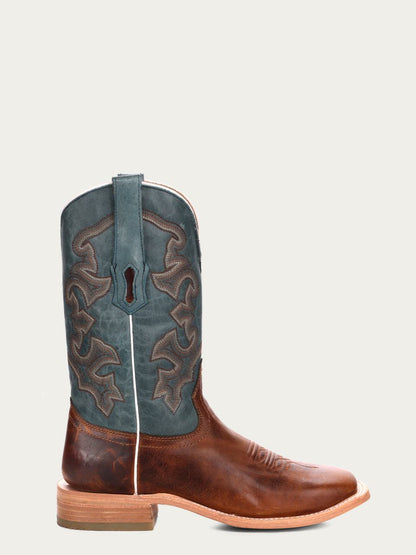 Men's Corral Honey Genuine Leather Boots with Blue Embroidery Rodeo Collection