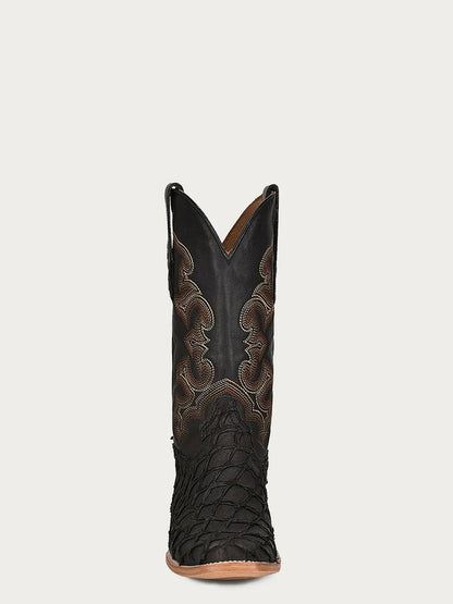 Men's Corral Black Genuine Pirarucu Fish Boots with Embroidery