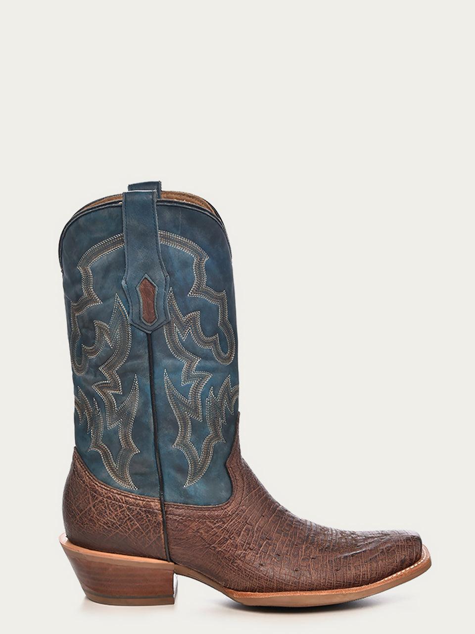 Men's Corral Brown Genuine Ostrich Boots with Embroidery