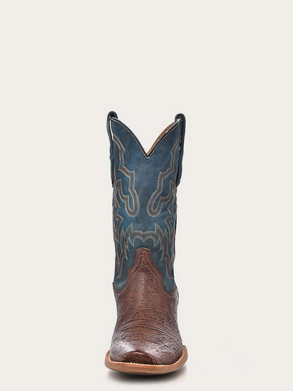 Men's Corral Brown Genuine Ostrich Boots with Embroidery