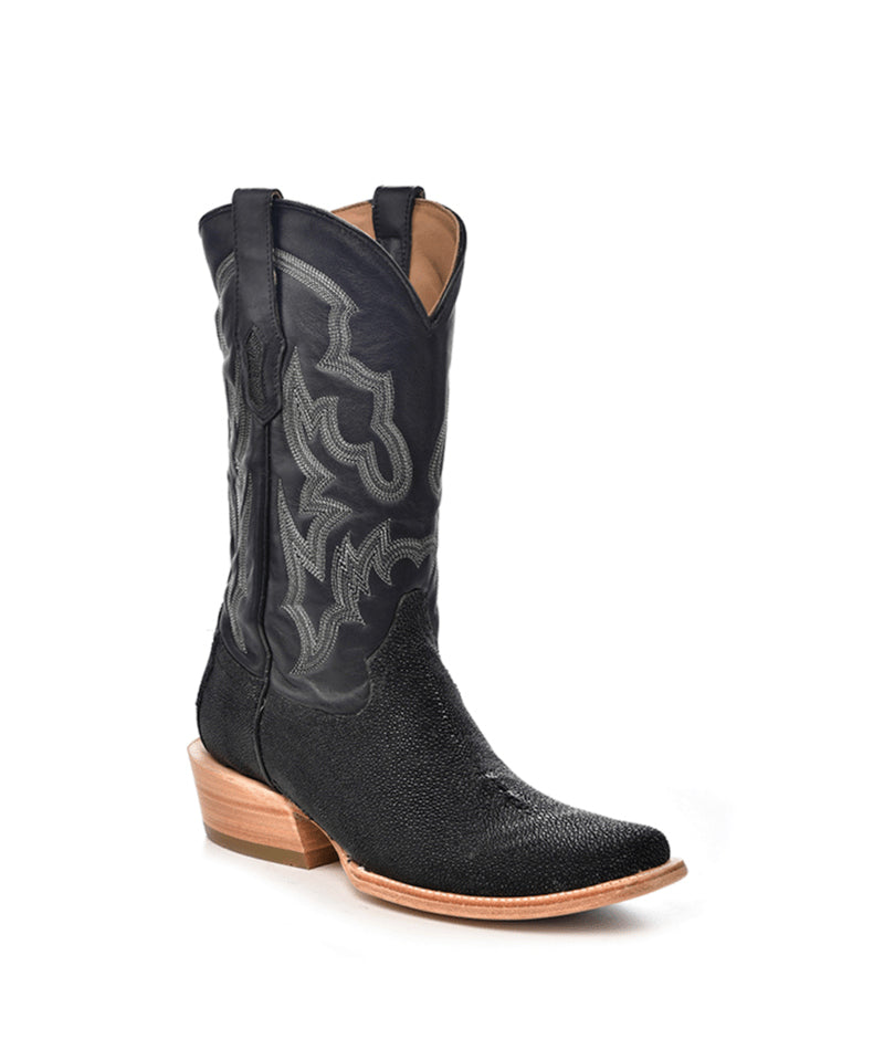 Men's Corral Black Genuine Stingray Boots with Embroidery Horseman