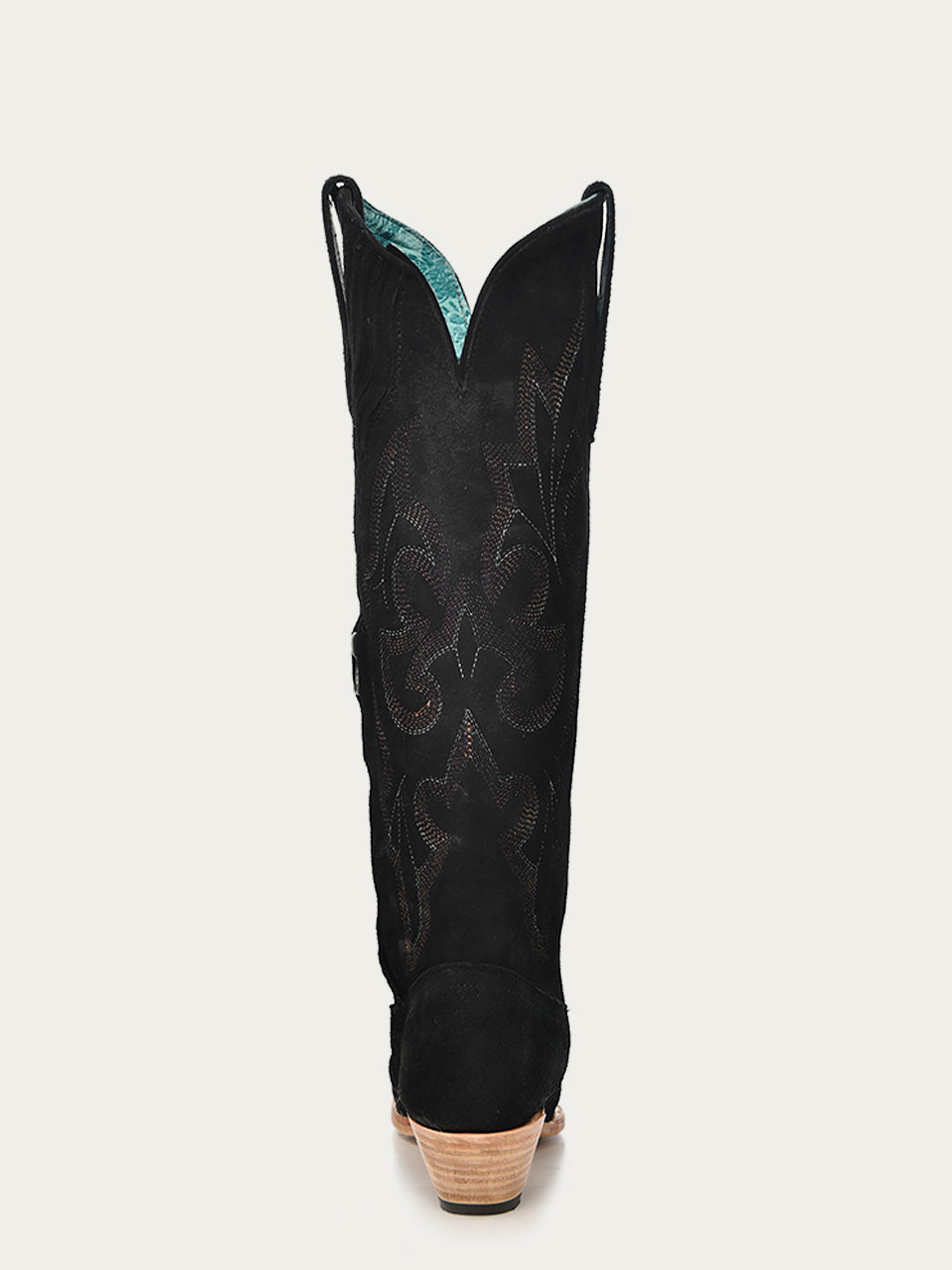 Women's Corral Black Genuine Suede Leather Boots with Embroidery