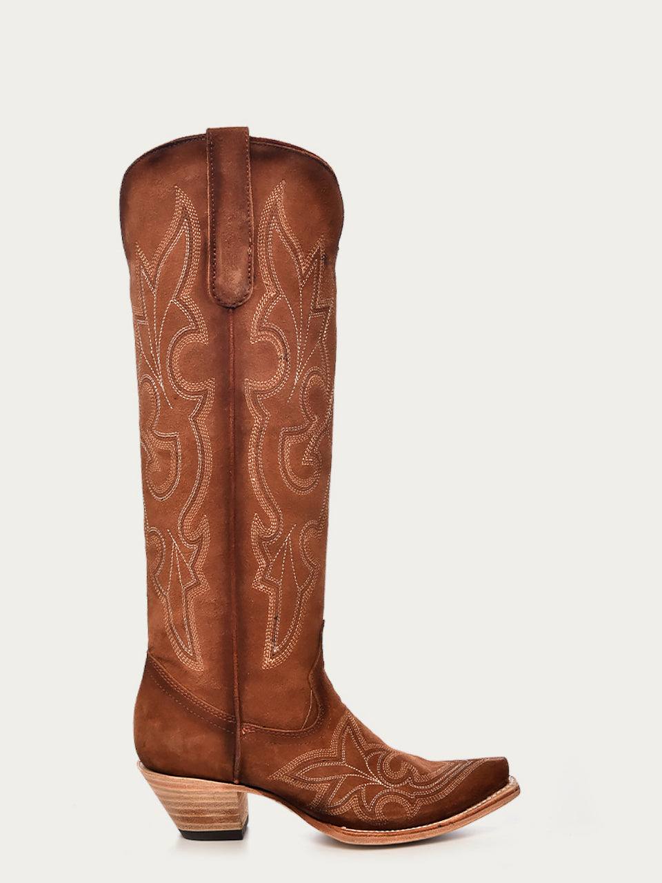 Women's Corral Shedron Genuine Suede Leather Boots with Suede Embroidery Tall Top