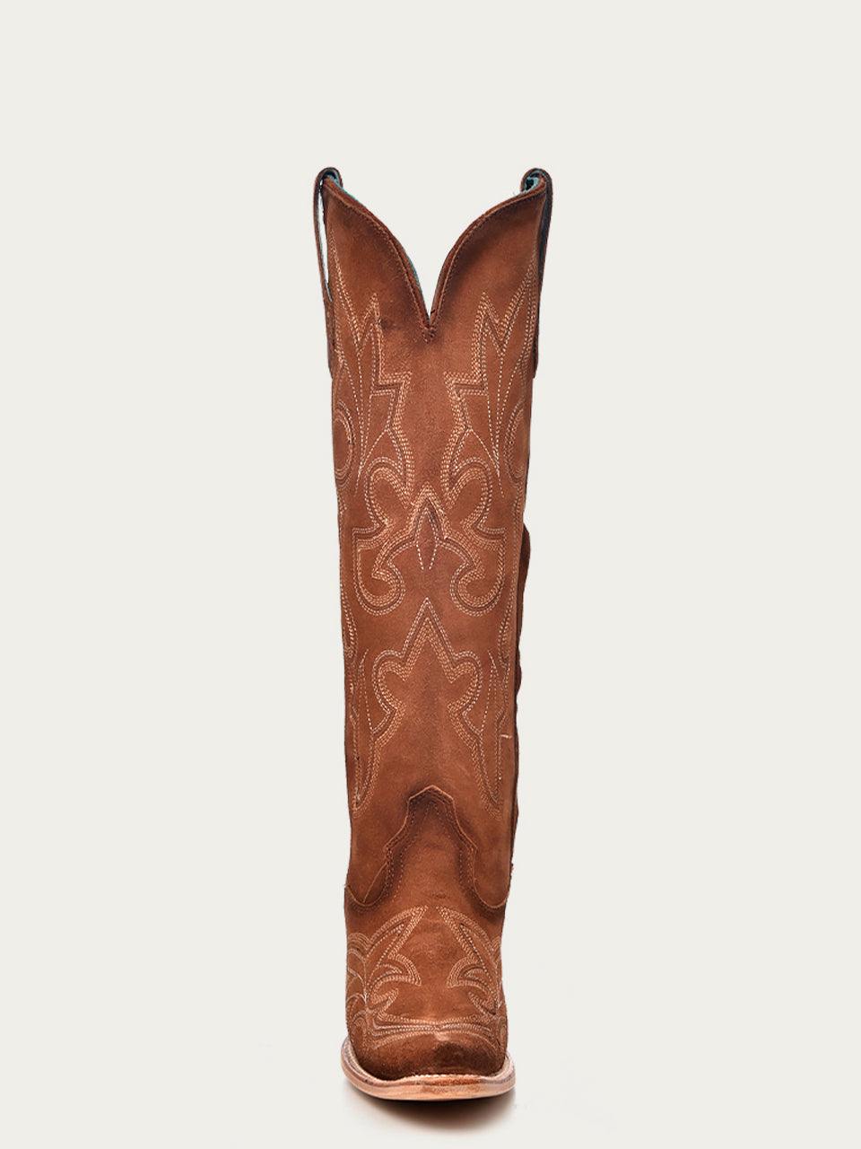 Women's Corral Shedron Genuine Suede Leather Boots with Suede Embroidery Tall Top