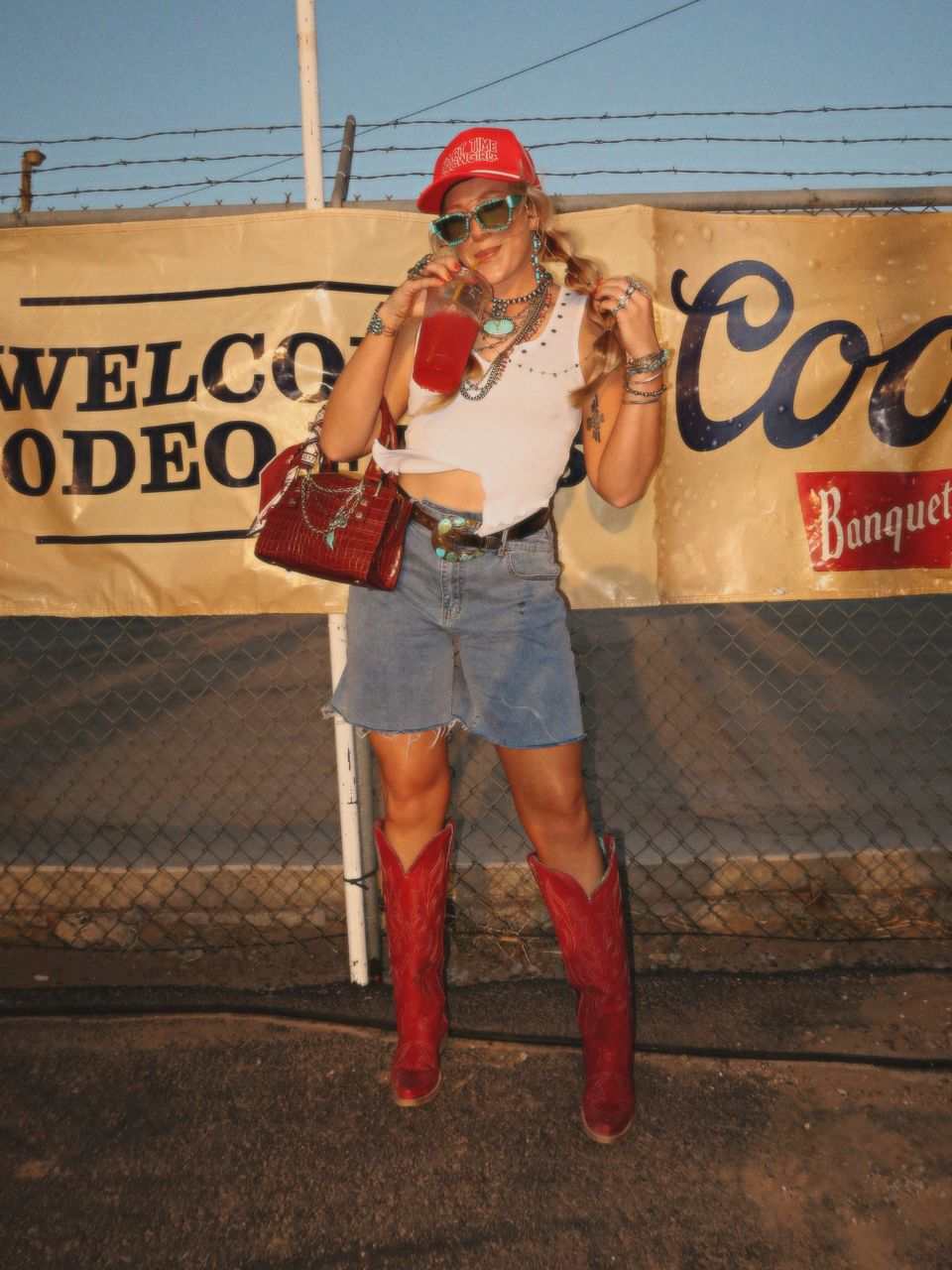 Women's Corral Red Genuine Leather Boots with Embroidery