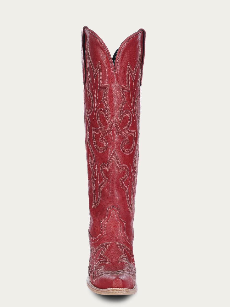 Women's Corral Red Genuine Leather Boots with Embroidery