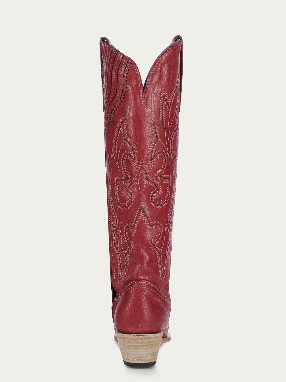 Women's Corral Red Genuine Leather Boots with Embroidery