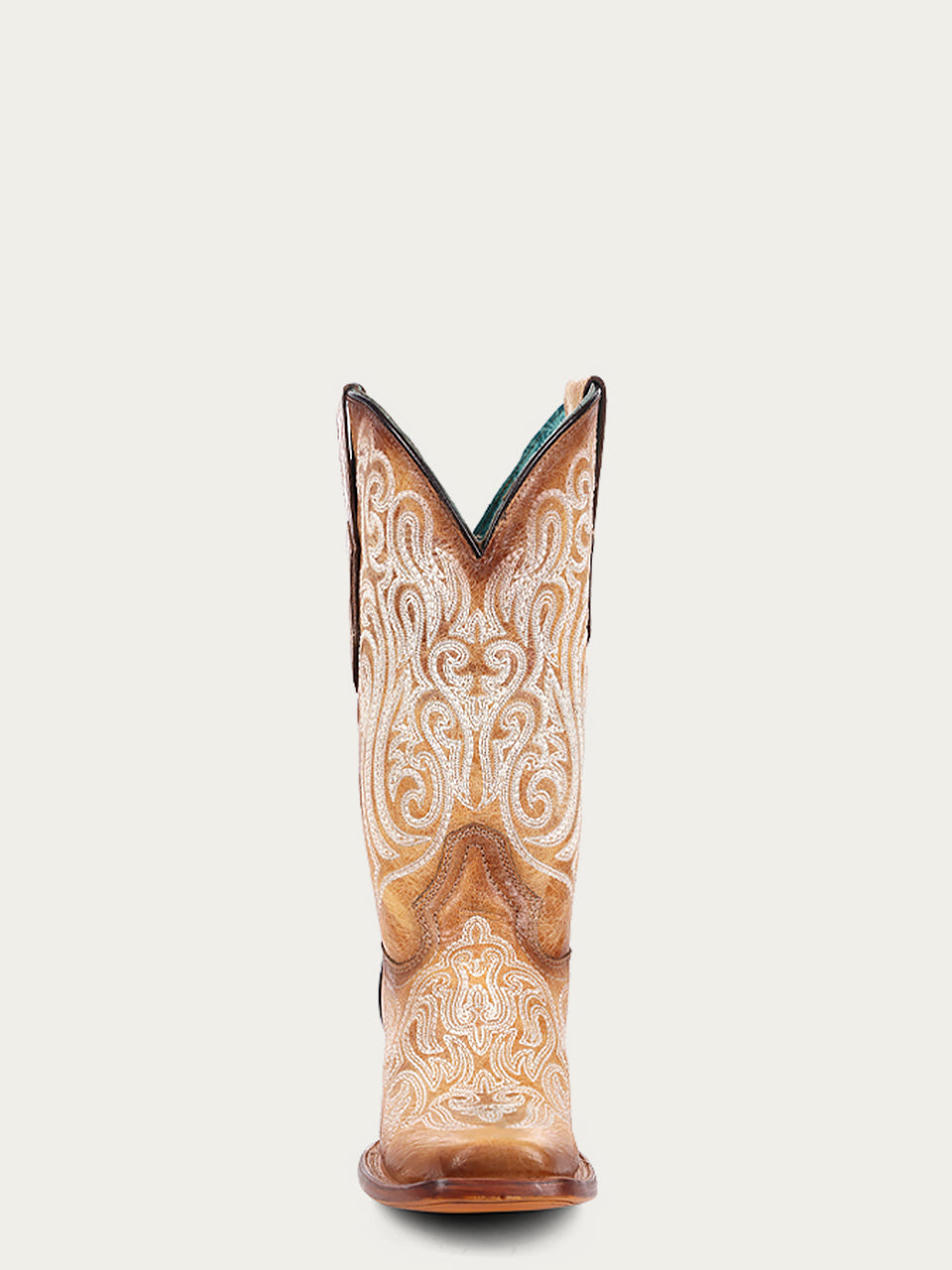 Women's Corral Straw-Blue Genuine Leather Boots with Luminescent Embroidery