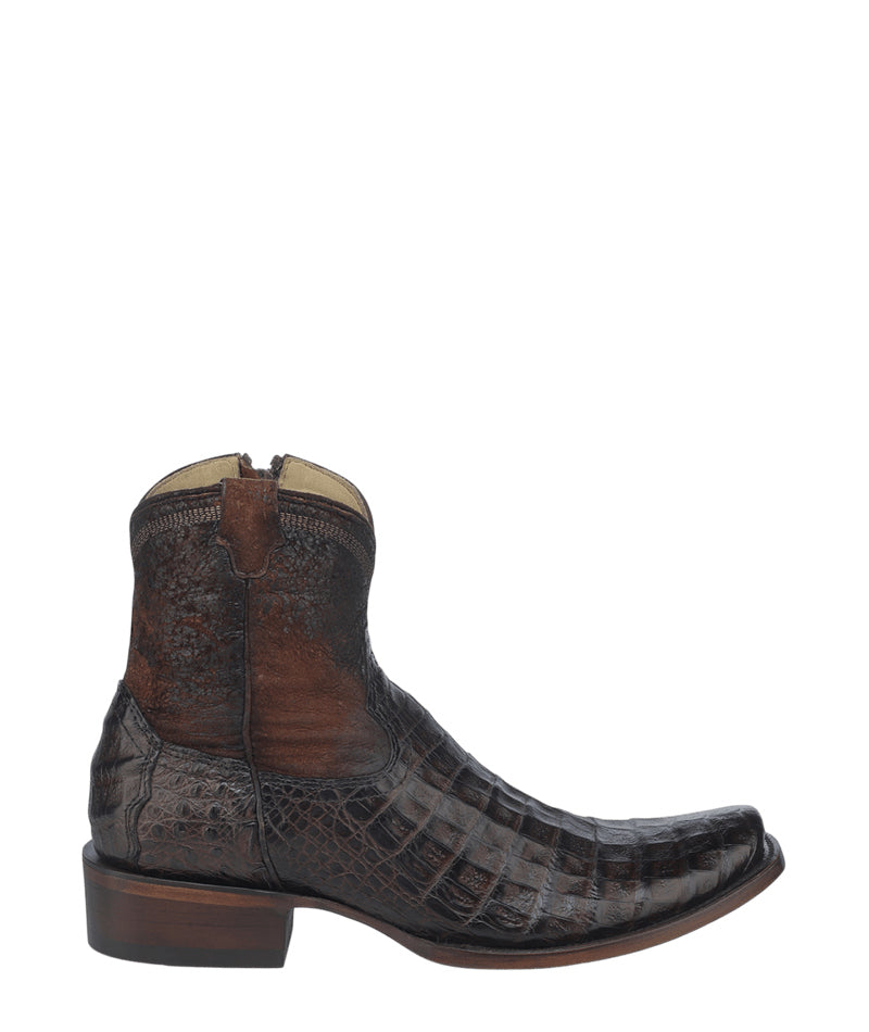 Men's Corral Chocolate Genuine Caiman Boots with Embroidery