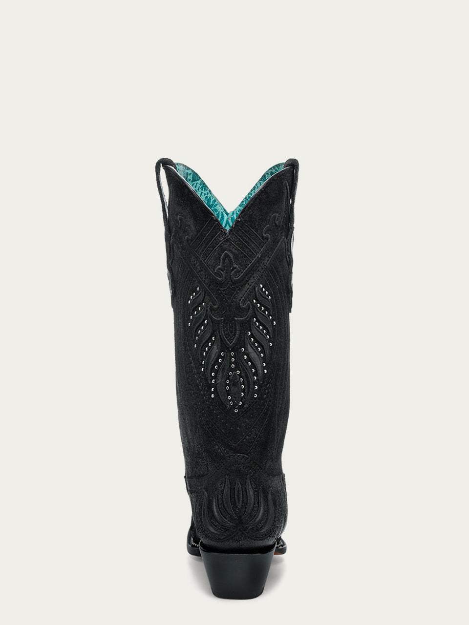 Women's Corral Black Genuine Leather Boots with Overlay & Embroidery & Studs
