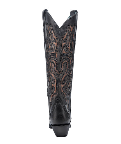 Women's Corral Black Genuine Leather Boots with Bronze Embroidery & Crystals Tall Top