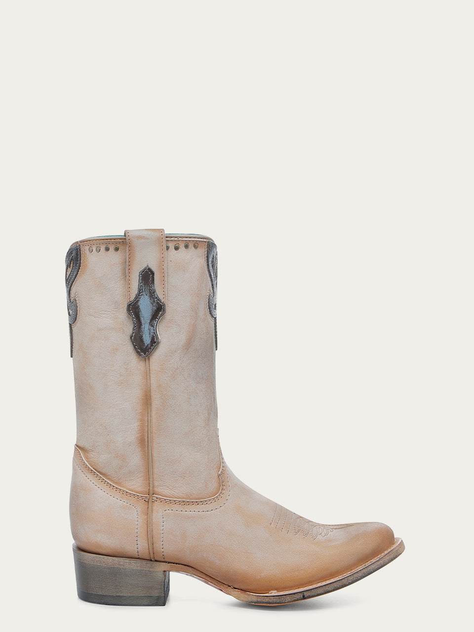 Women's Corral Sand Genuine Leather Boots with Overlay & Embroidery & Studs