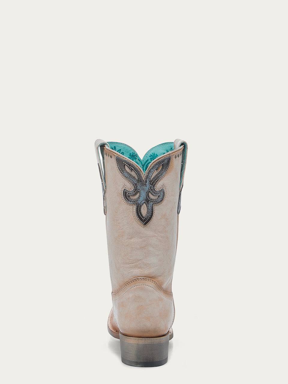 Women's Corral Sand Genuine Leather Boots with Overlay & Embroidery & Studs