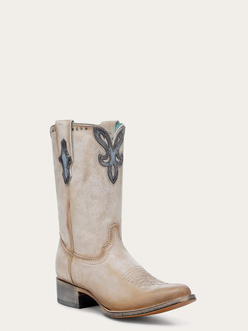 Women's Corral Sand Genuine Leather Boots with Overlay & Embroidery & Studs