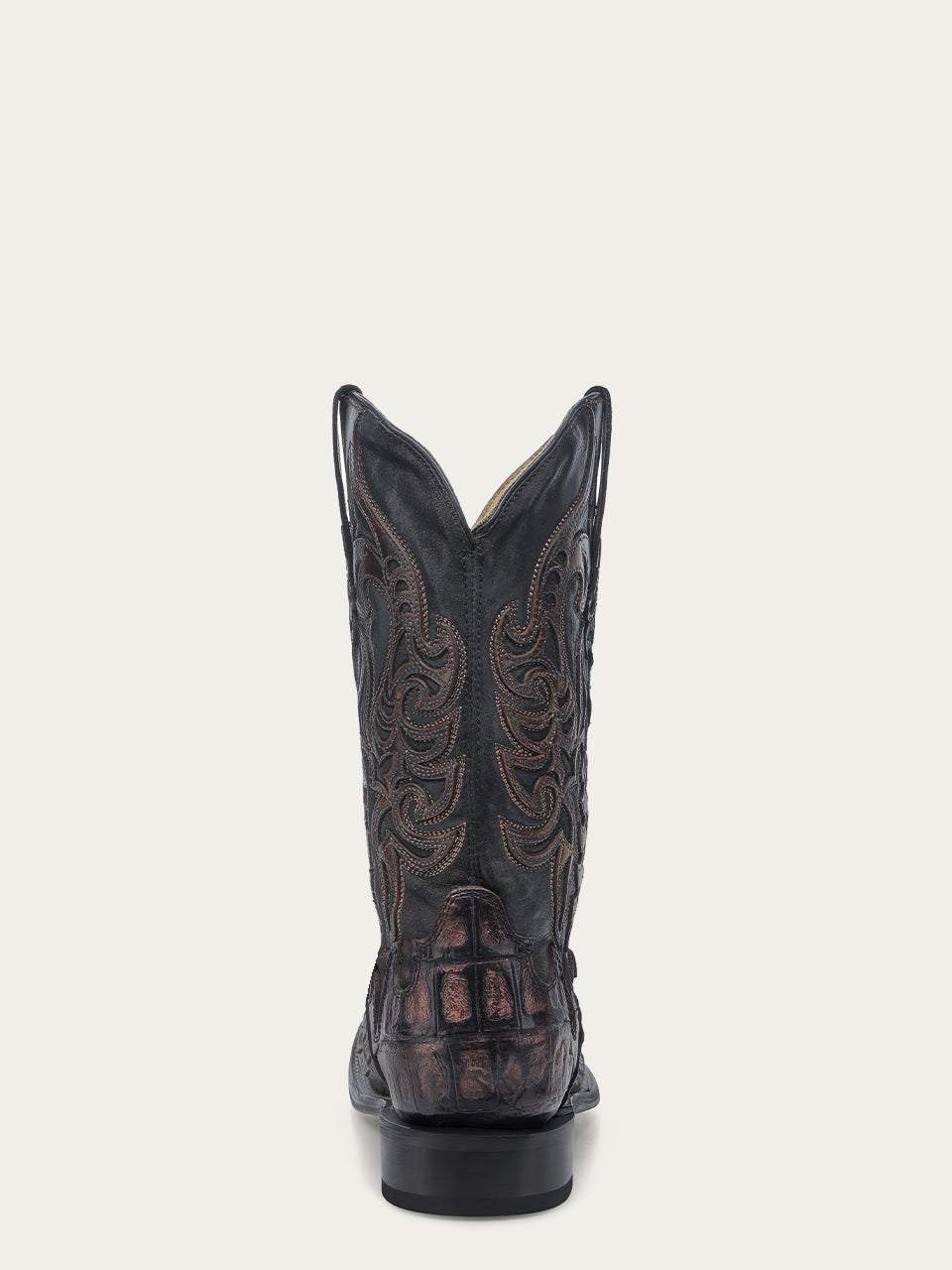 Men's Corral Chocolate Genuine Caiman Boots with Overlay & Embroidery