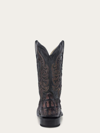 Men's Corral Chocolate Genuine Caiman Boots with Overlay & Embroidery