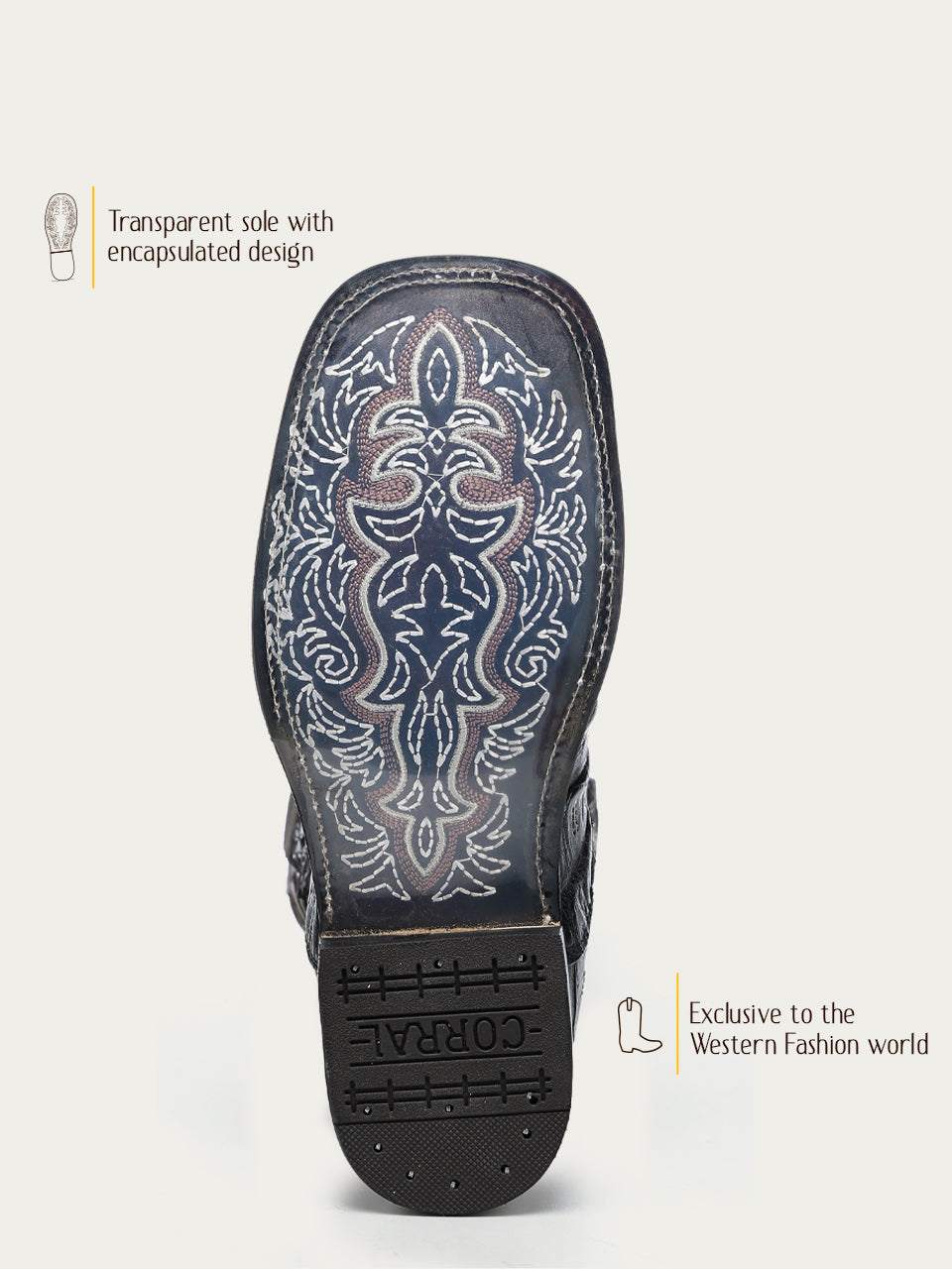 Men's Corral Chocolate Genuine Caiman Boots with Overlay & Embroidery