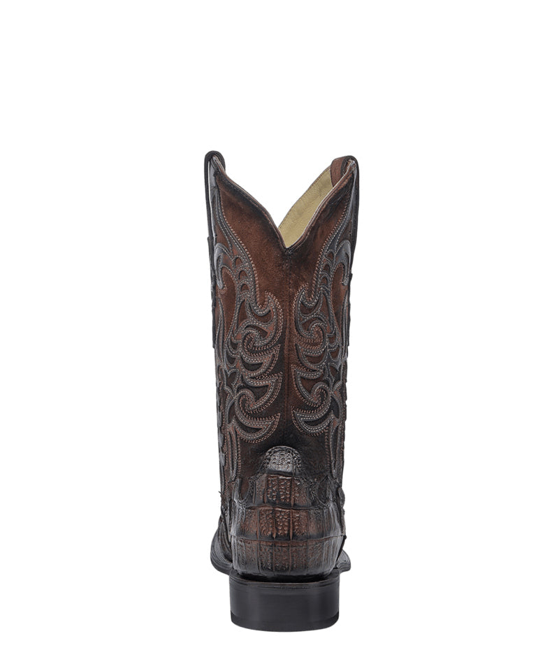 Men's Corral Tan Genuine Caiman Boots with Brown Overlay & Embroidery