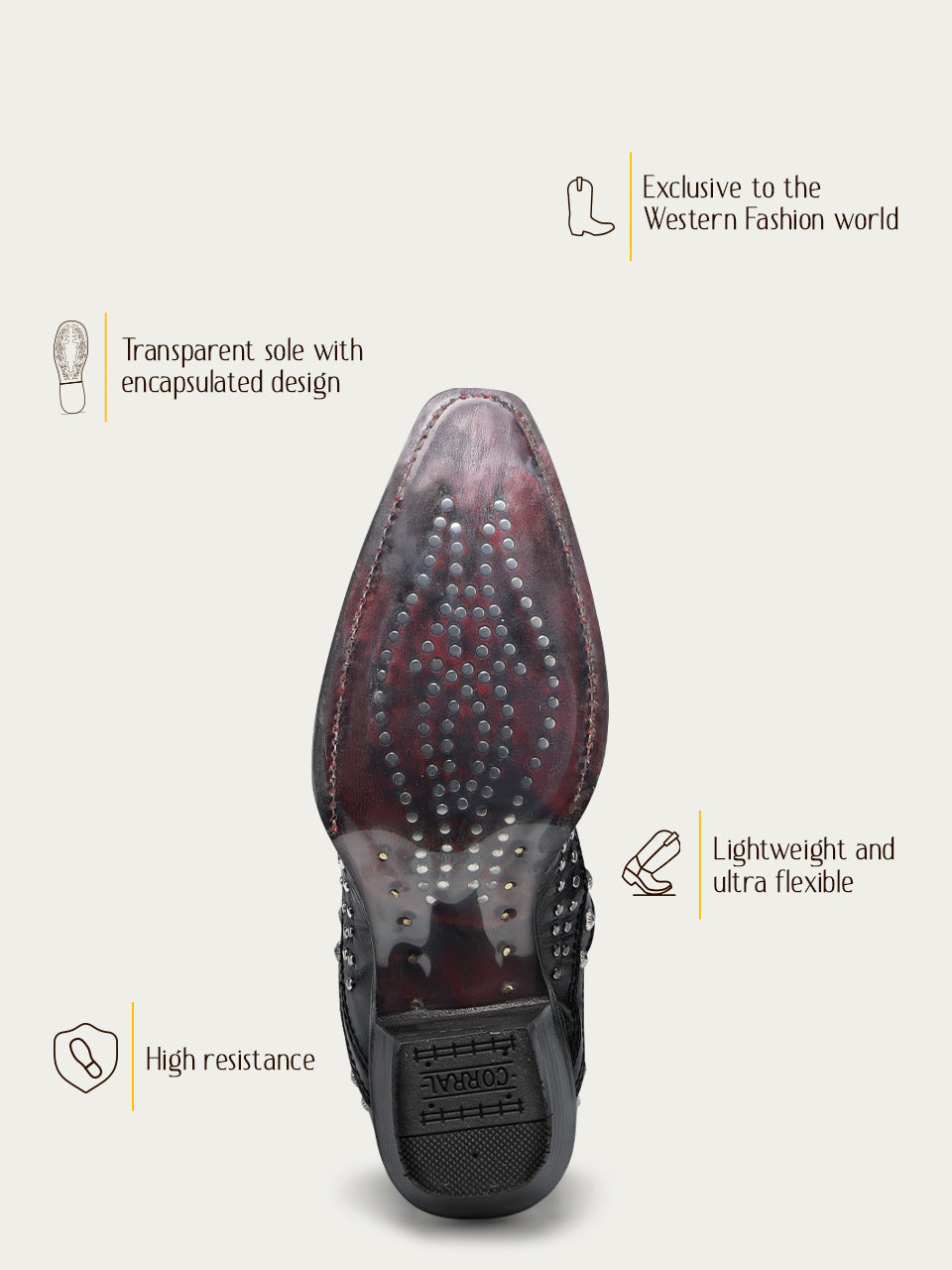 Women's Corral Black Genuine Leather Boots with Bone Overlay & Embroidery & Bull Skull Studs