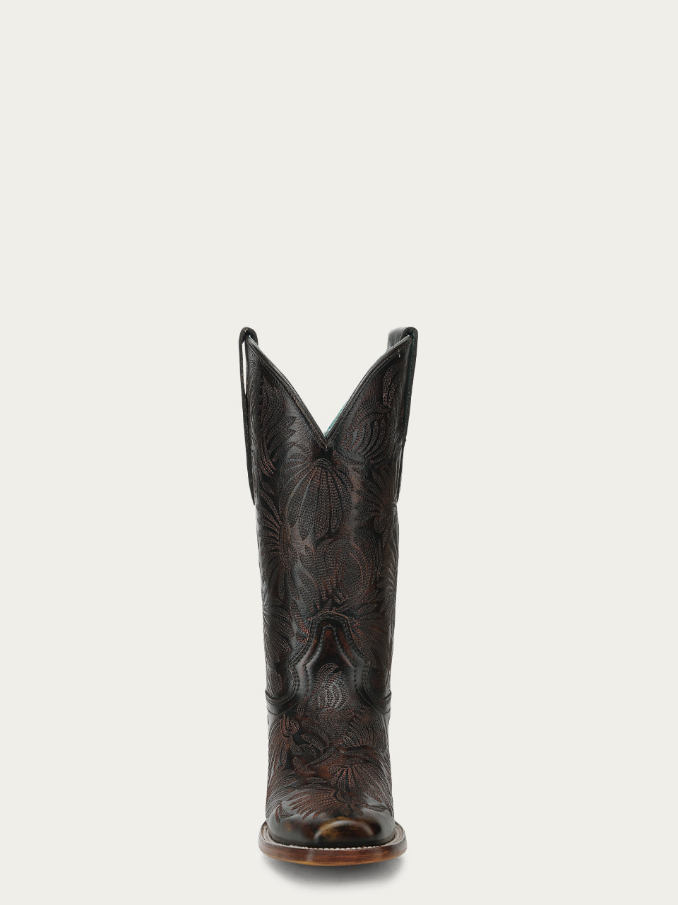Women's Corral Black Genuine Leather Boots with Floral Petal Embroidery