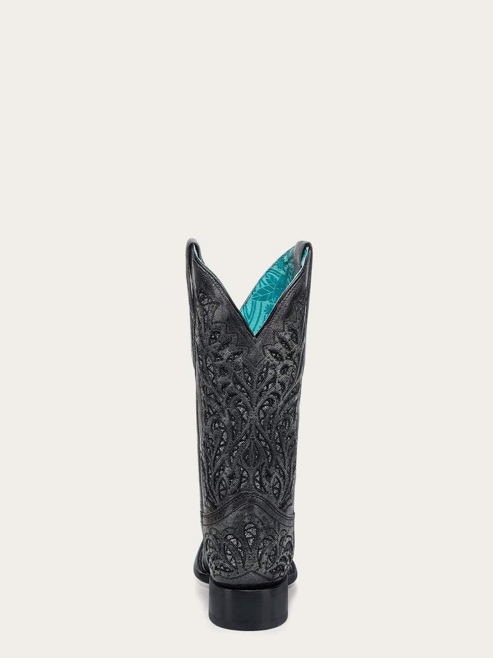 Women's Corral Black Genuine Leather Boots with Glitter Inlay & Embroidery