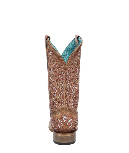 Women's Corral Sand Genuine Leather Boots with Glitter Inlay & Embroidery