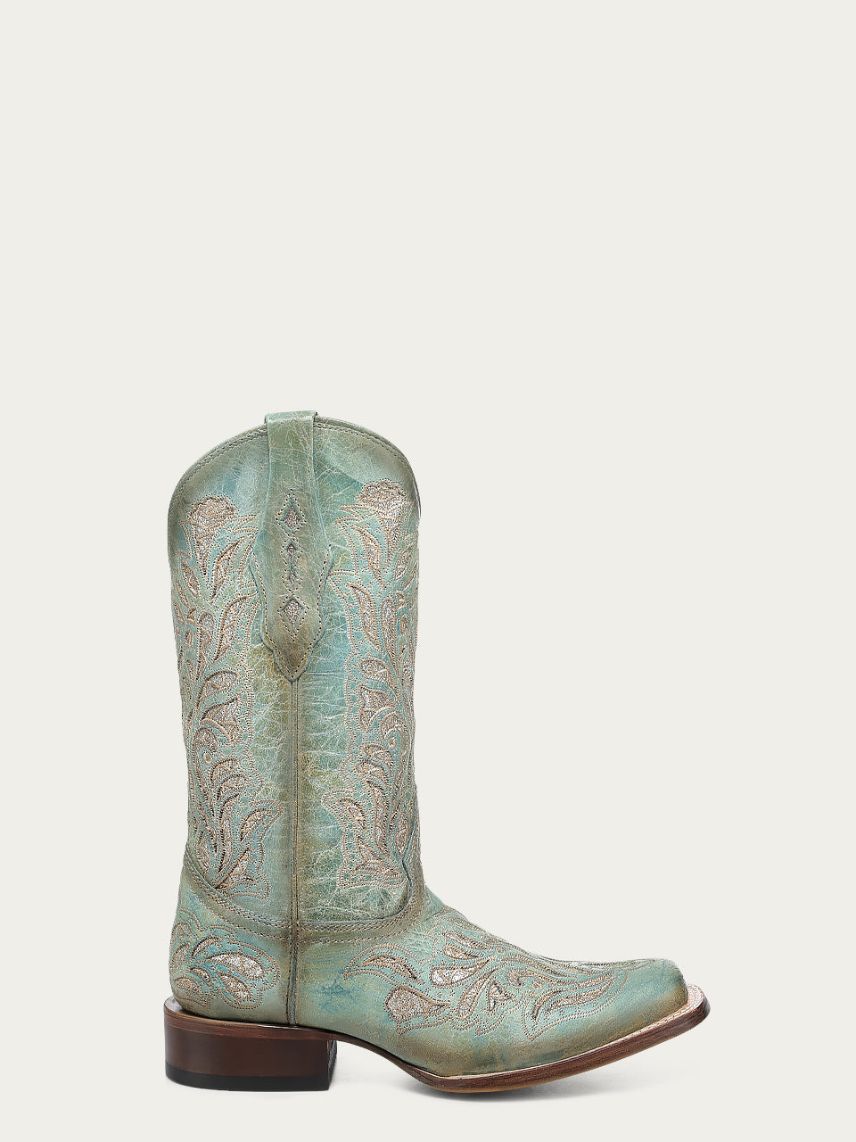 Women's Corral Turquoise Genuine Leather Boots with Glitter Inlay & Embroidery