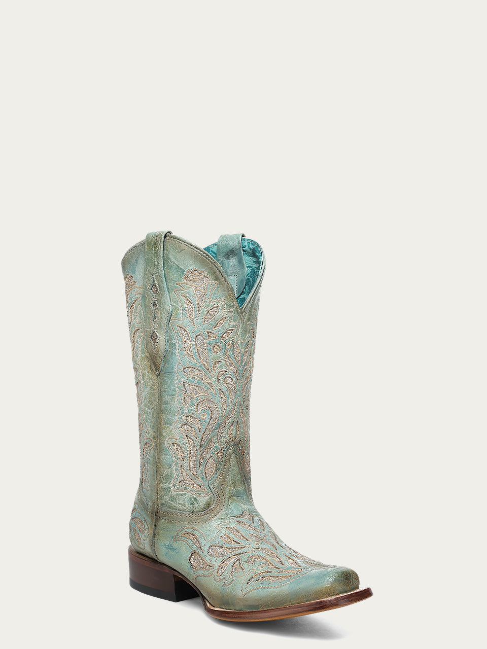Women's Corral Turquoise Genuine Leather Boots with Glitter Inlay & Embroidery