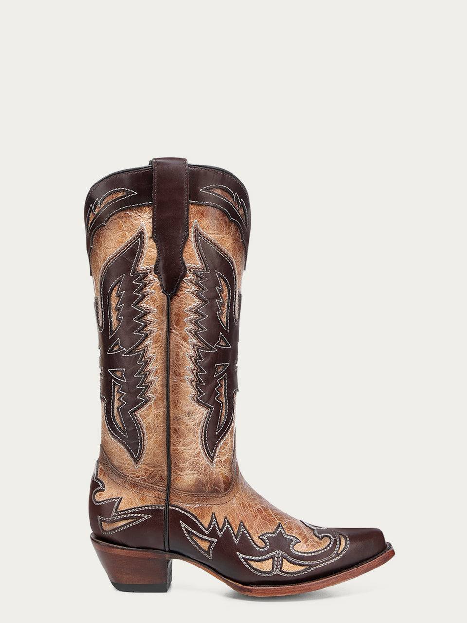 Women's Corral Sand Genuine Eagle Boots with Overlay & Embroidery