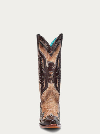 Women's Corral Sand Genuine Eagle Boots with Overlay & Embroidery