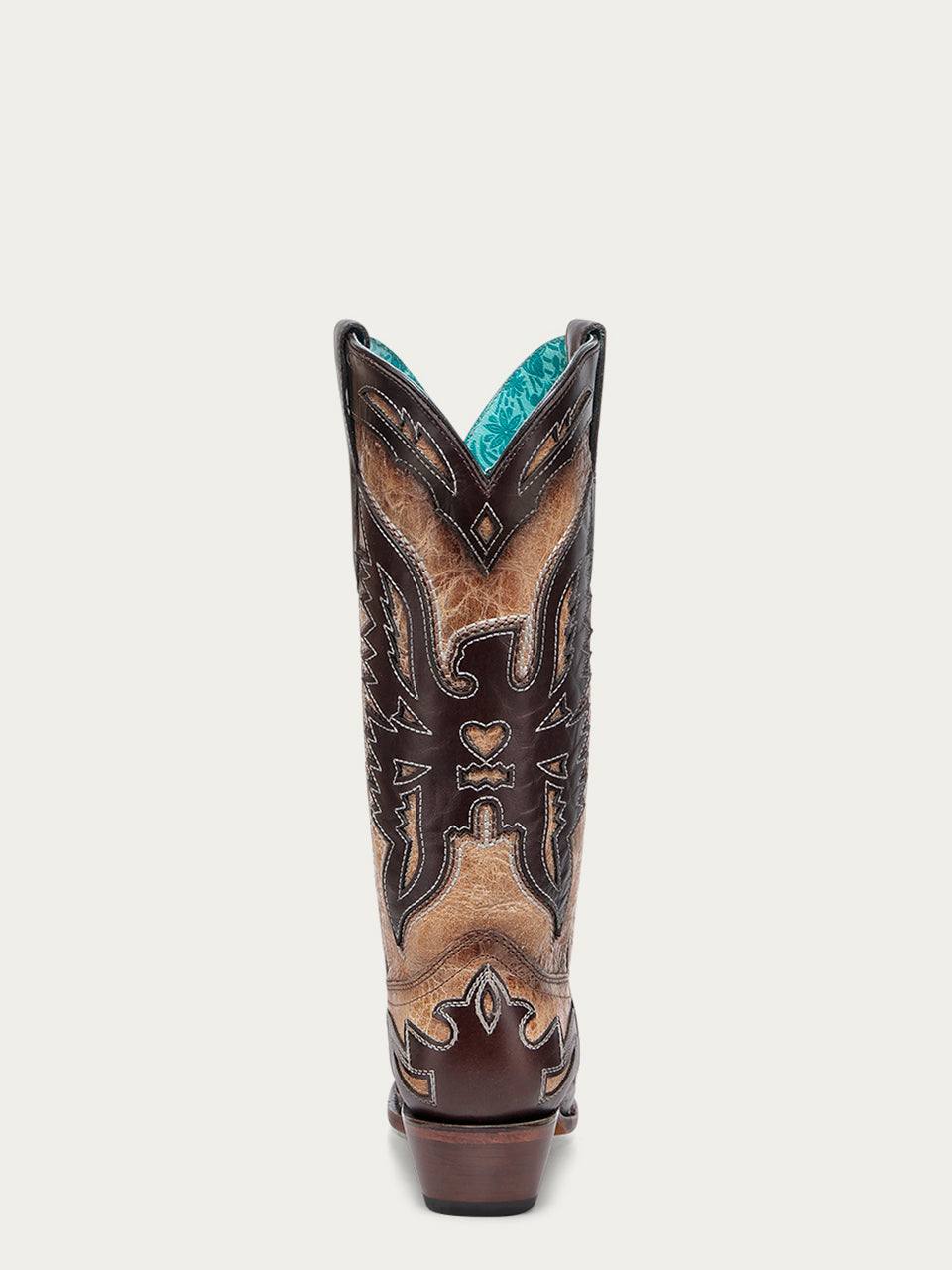 Women's Corral Sand Genuine Eagle Boots with Overlay & Embroidery