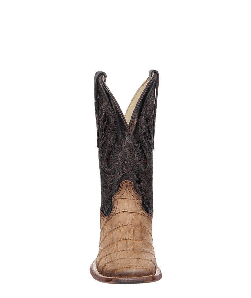 Men's Corral Cognac Genuine American Alligator Boots with Embroidery