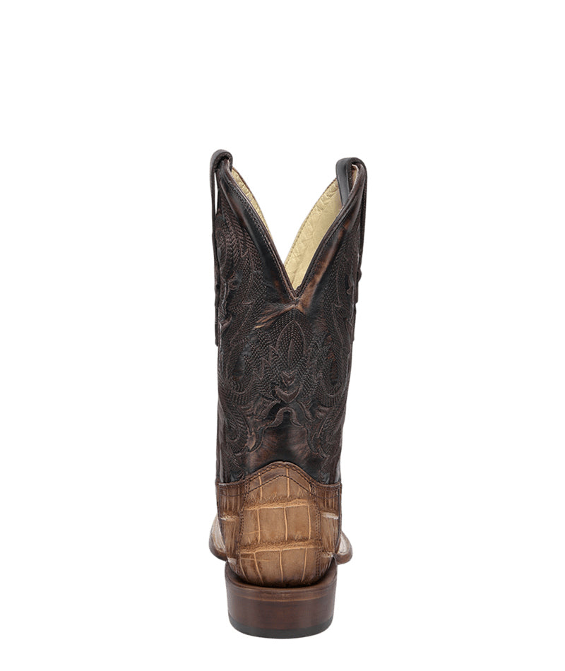 Men's Corral Cognac Genuine American Alligator Boots with Embroidery