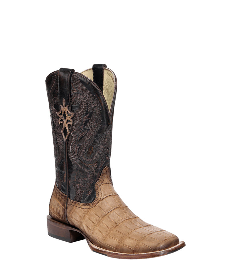 Men's Corral Cognac Genuine American Alligator Boots with Embroidery