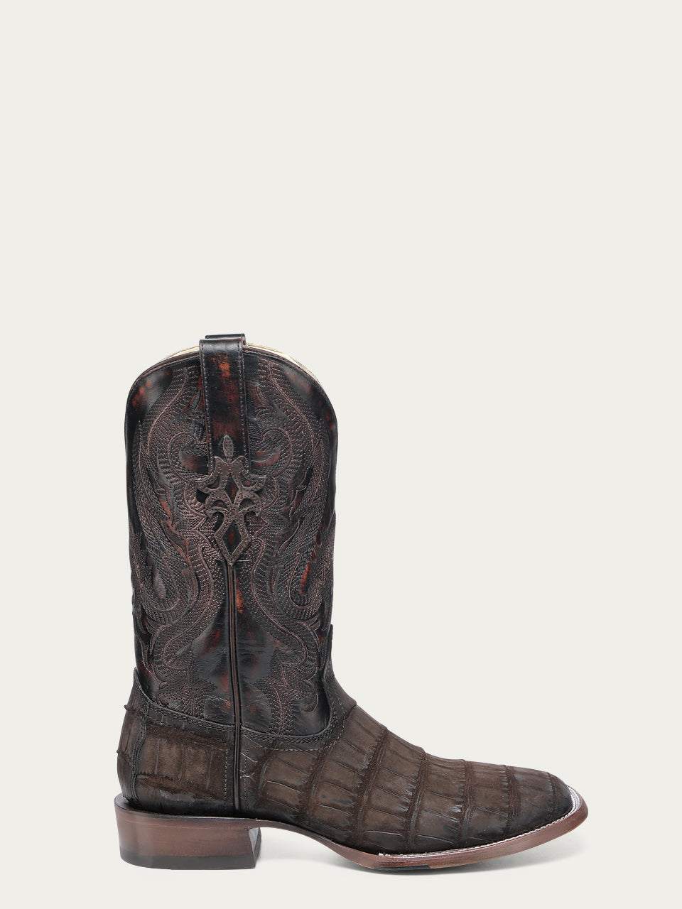 Men's Corral Chocalate Genuine American Alligator Boots with Embroidery