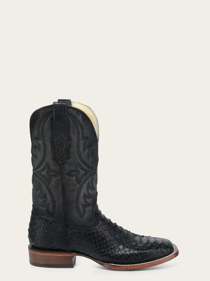 Men's Corral Black Genuine Python Boots with Embroidery
