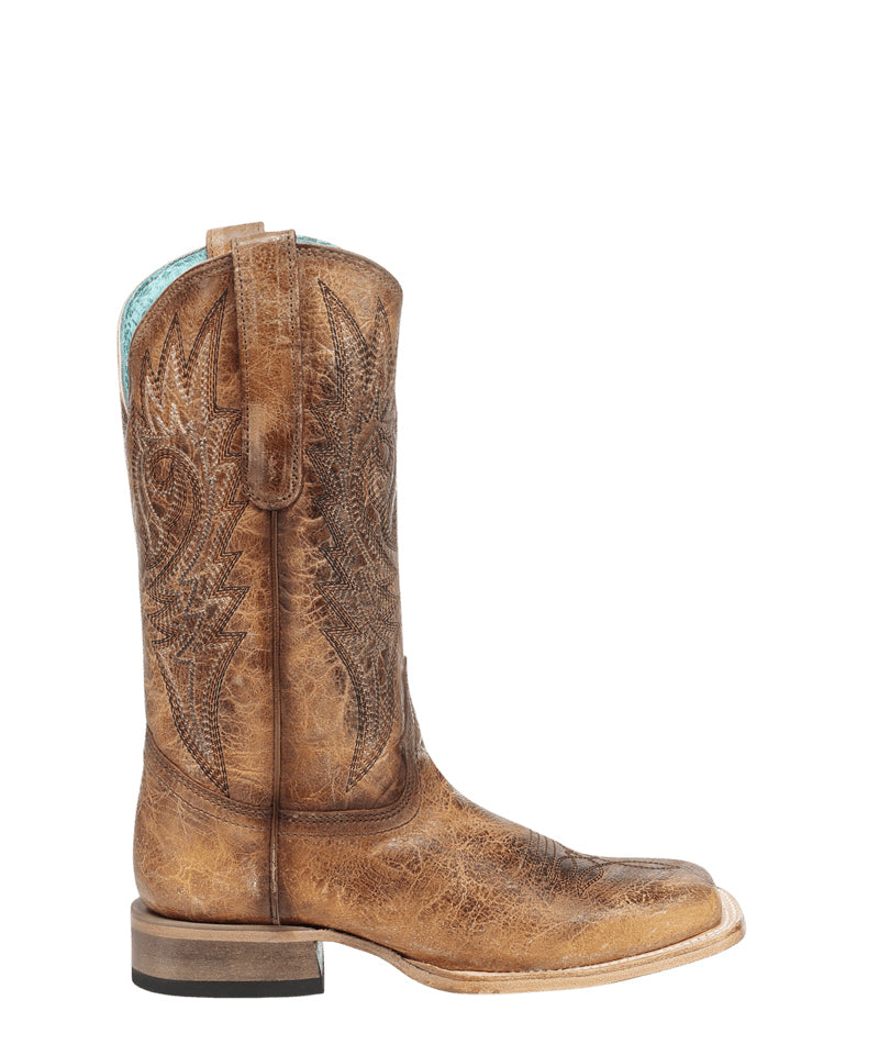 Women's Corral Sand Genuine Leather Boots with Embroidery