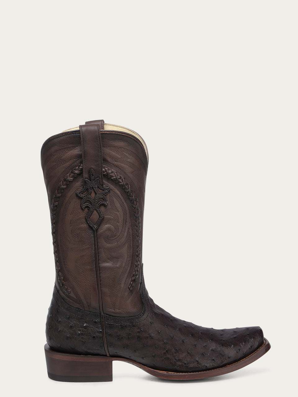 Men's Corral Tobacco Genuine Full Quill Ostrich Boots with Embroidery & Handwoven