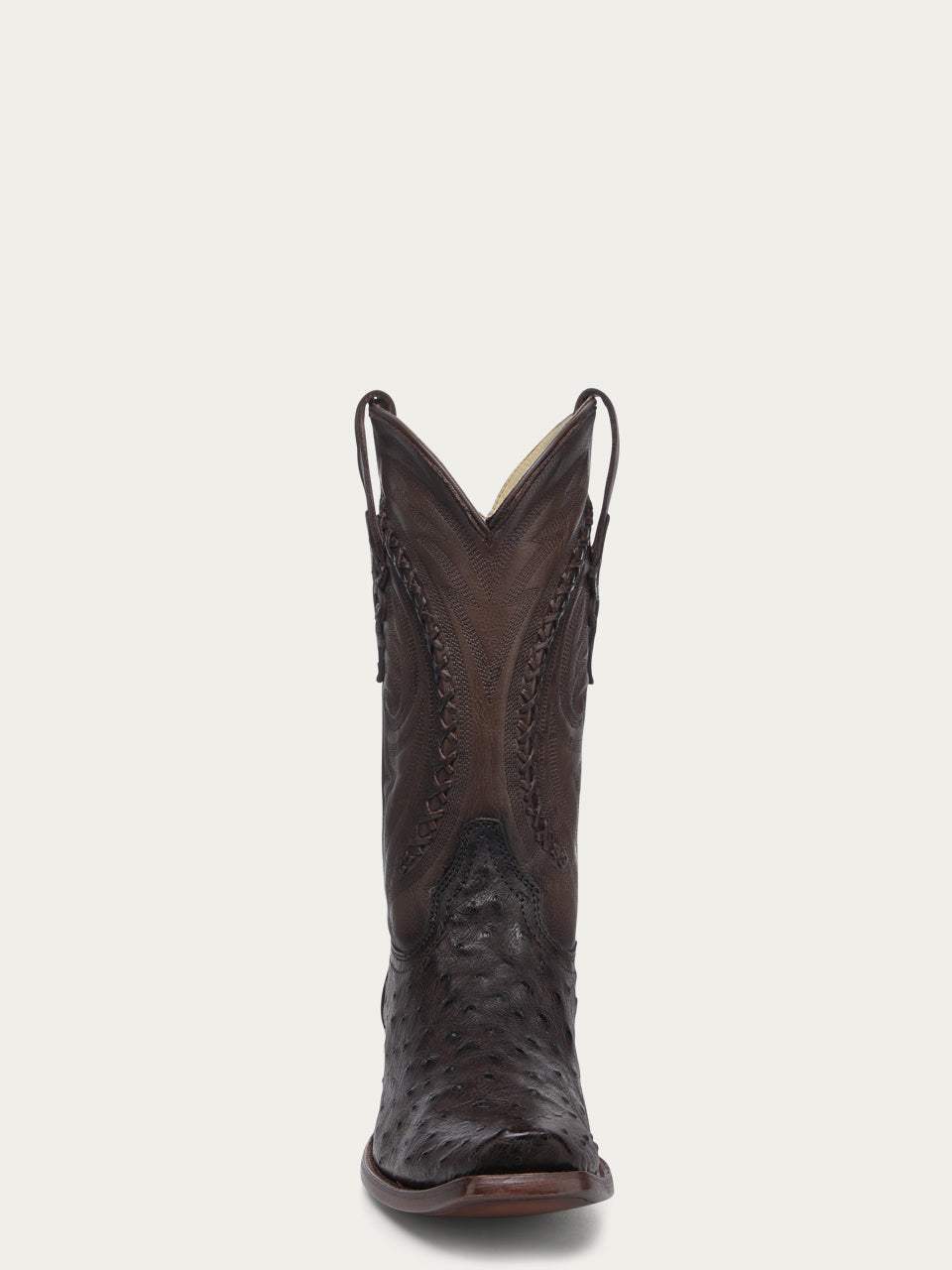 Men's Corral Tobacco Genuine Full Quill Ostrich Boots with Embroidery & Handwoven