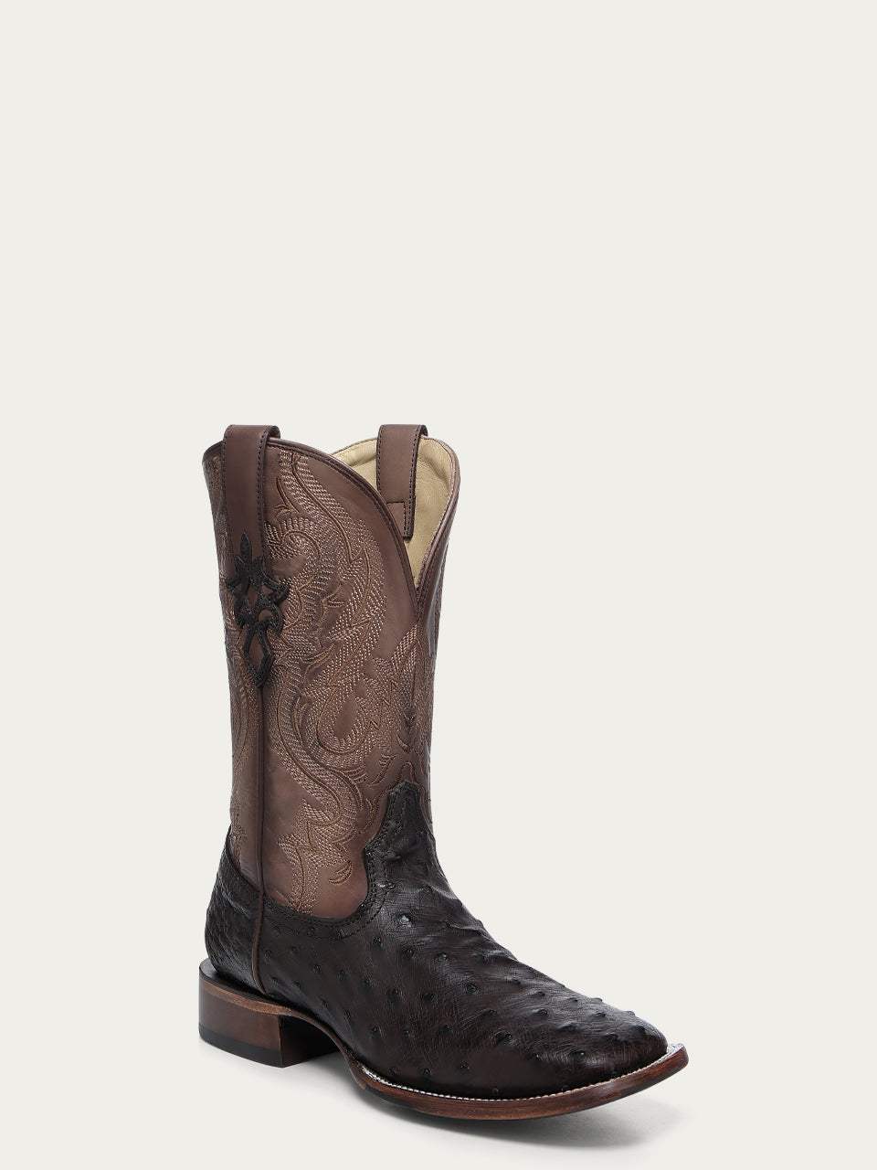 Men's Corral Tobacco Genuine Full Quill Ostrich Boots with Embroidery